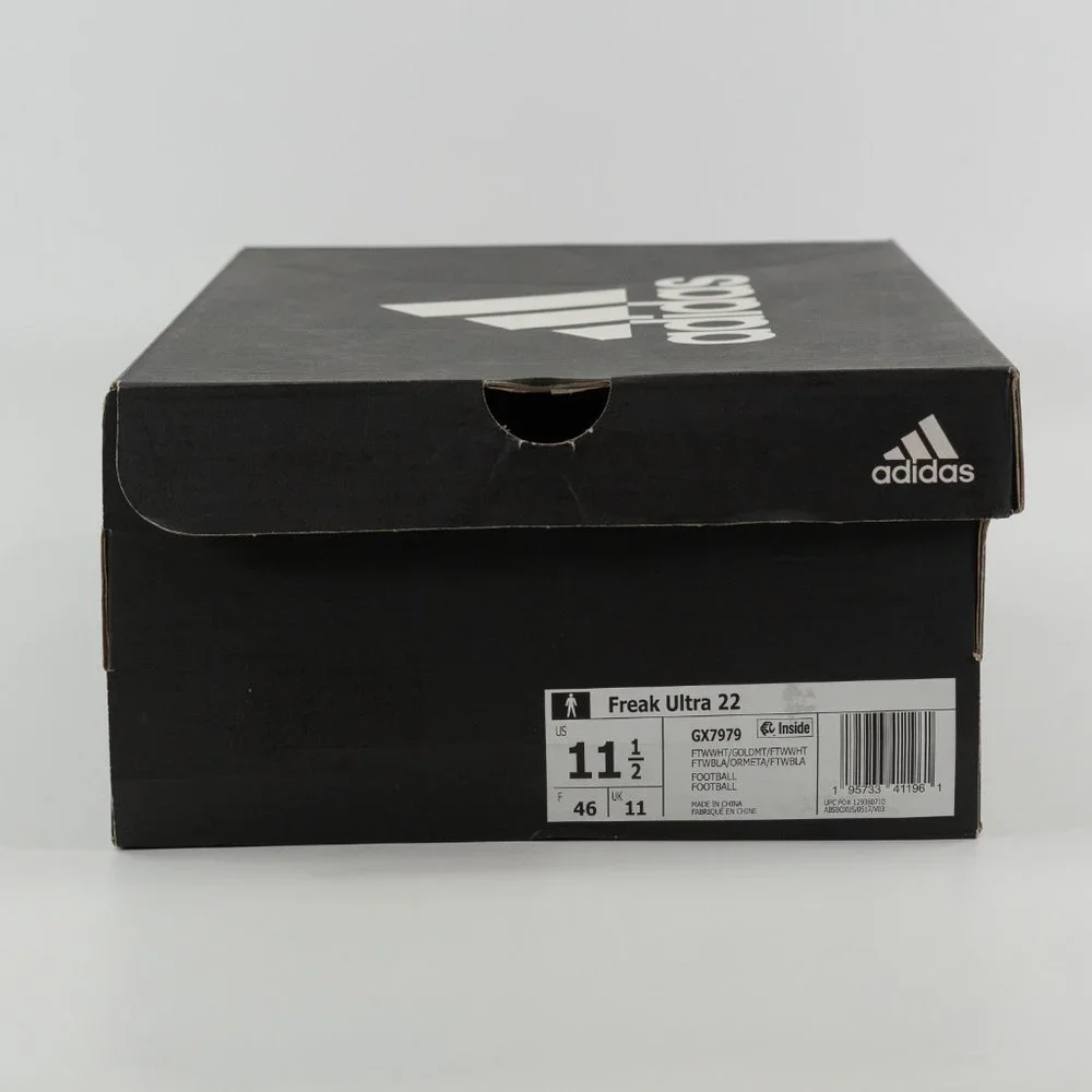 Adidas Mens Freak Ultra 22 'White Gold Metallic' Football Cleat GX7979 size 11.5